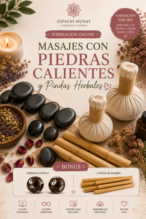 Masajes con piedras calientes, pindas herbales, esferas chinas y cañas de bambú.