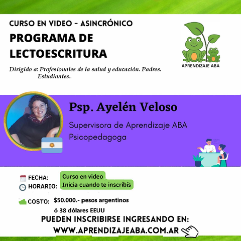 Programa de Lectoescritura bajo entorno ABA - original Aprendizaje ABA