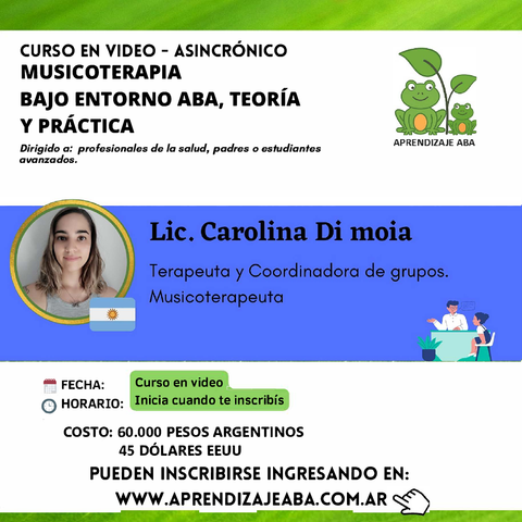 Musicoterapia bajo entorno ABA. Teoría y práctica.