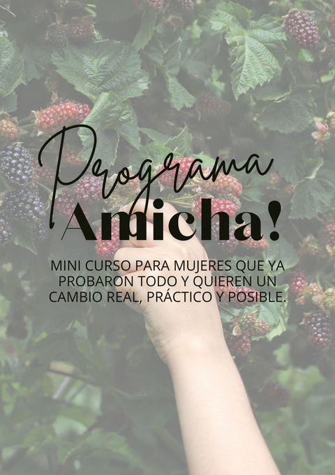 PROGRAMA AMICHA- mini curso para mujeres que ya probaron todo y quieren un cambio real, práctico y posible.