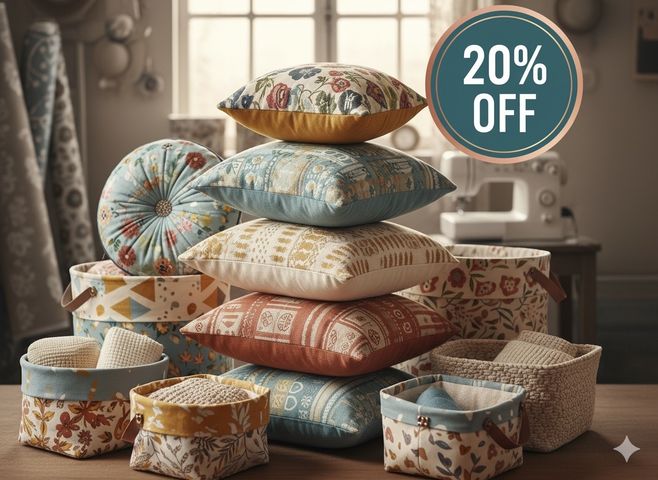 Combo imperdible! Almohadones & cestos de tela 