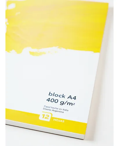 Block Alba Acrilico 400 Gramos 12 Hojas A4 Grano Fino Amarillo