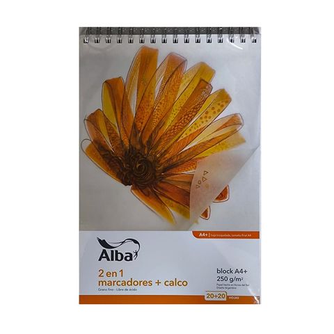 Block Alba P/Marcadores A4+Plus 250Grs. 20Hj + Calcar 20Hj. Anillado