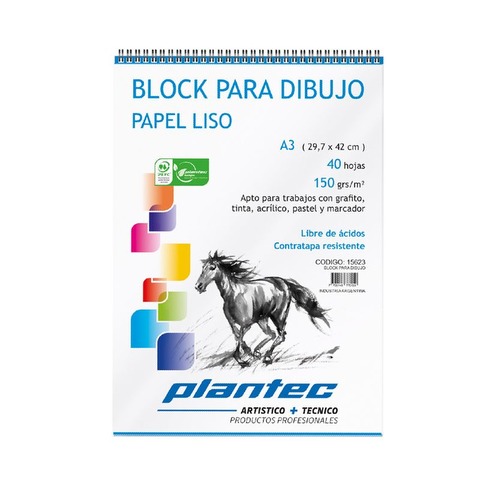 Block Plantec A3 Liso 150gr 40h Espiral (15623)