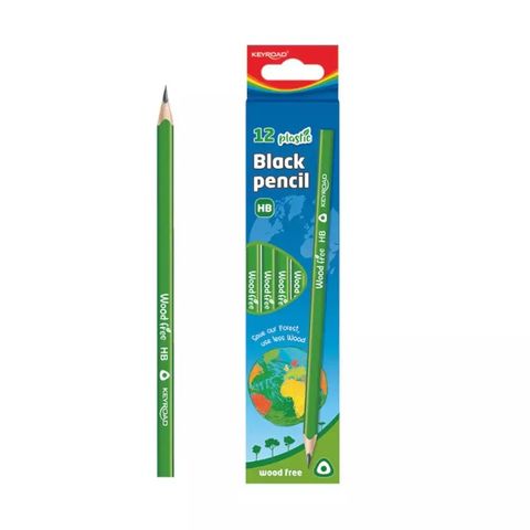 Lápiz Negro Keyroad Sin Goma de Resina x12 - Wood Free
