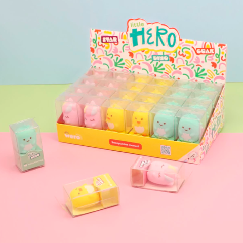 Sacapuntas con recipiente Wero - Little Hero (WE3135) Pollito/Unicornio/Monstruo