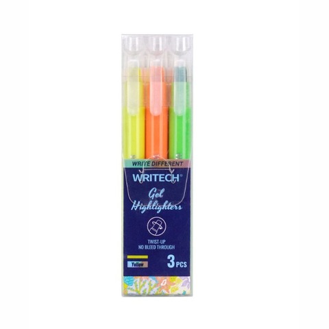 Resaltador Writech Gel Twist-Up x3 Con Verde