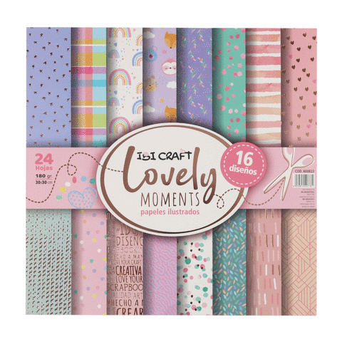Papel Ibi Craft p/Scrapbook Impreso Lovely 30x30cm. (600822)