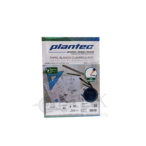 Block Plantec A5 Cuadriculado 90gr 40h. Emblocado 15646