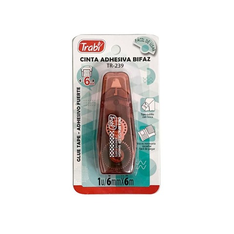 Cinta Adhesiva Bifaz Trabi 6mmx6mts TR-239