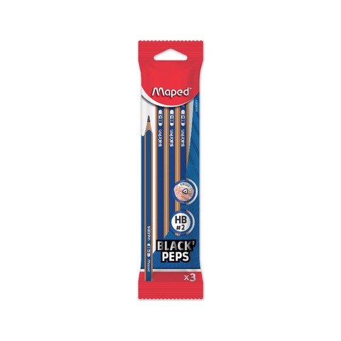     Lápiz Negro Maped sin Goma Black Peps Navy Blister x3