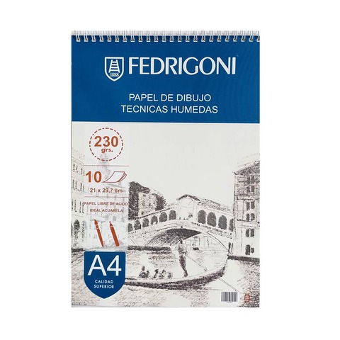 Block Fedrigoni Acuarela A4 230gr Espiral. 10H (640987)