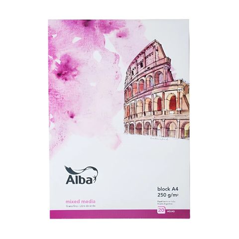 Block Alba P/Mixmedia A4 250Grs. 20Hj Emblocado