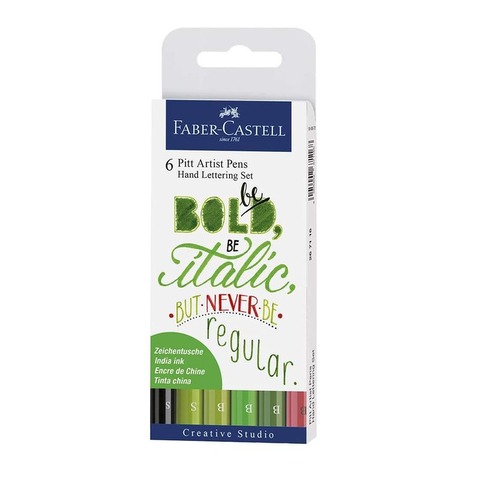 Marcador Faber Castell Pitt Artist Pen Lettering Verdes x6
