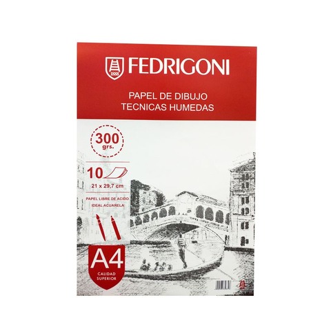 Block Fedrigoni Acuarela A4 300gr 10H. Espiral