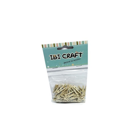 Broche de Madera 25mm Natural Mini x50 Ibi Craft (655992)