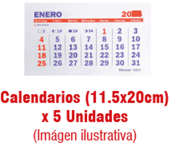 Calendario 2027 (Sin Espiral) 11.5x20cm x5 (CA11)
