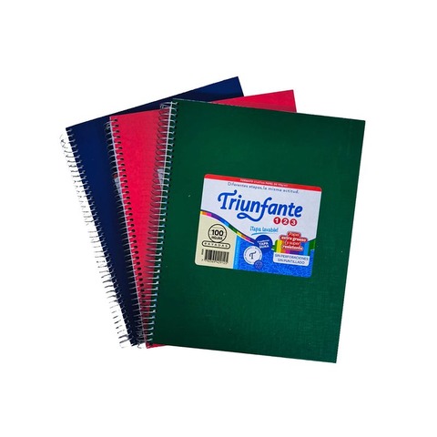 Cuaderno Escolar espiralado Triunfante T/D 1,2,3 - 21x27cm  100Hjs - Rayados