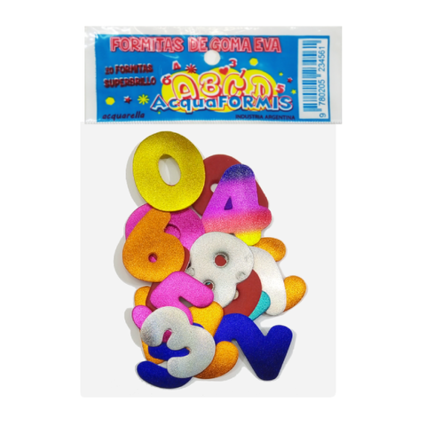Goma Eva Set Numeros x20 Metalizados