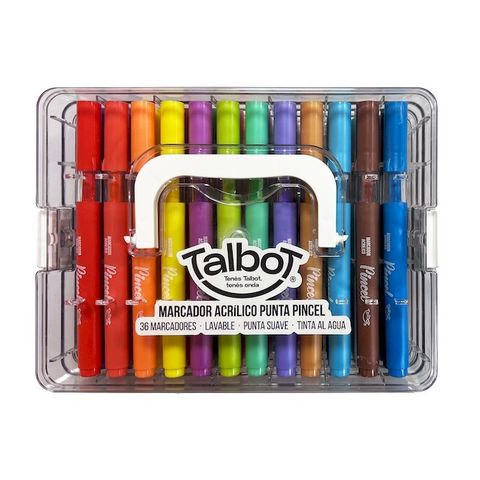 Marcador Talbot Acrilico Pincel x36 Caja acrilica apilable (8408)