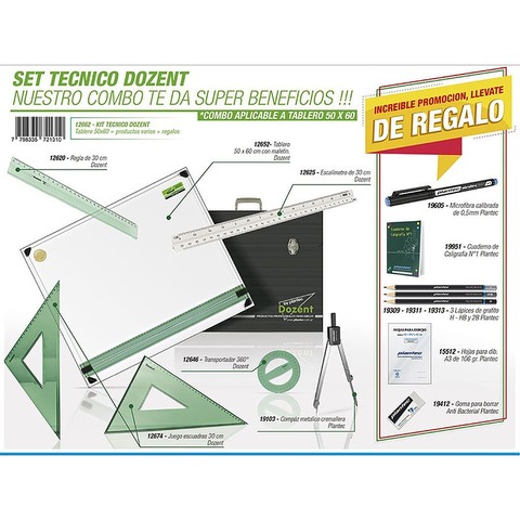 Tablero Dozent Con Maletín y Set Técnico 50x60cm 12662