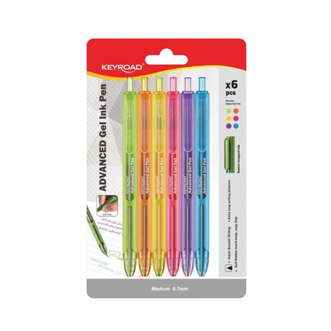 Lapicera Keyroad Blister x6 Roller Gel 0.7mm Retractil (KR972876-6)