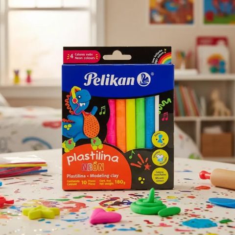 Plastilina Pelikan x10 Surtidos Col. Neon