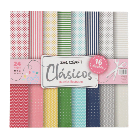 Papel Ibi Craft p/Scrapbook Impreso Clásicos 30x30cm. (600820)