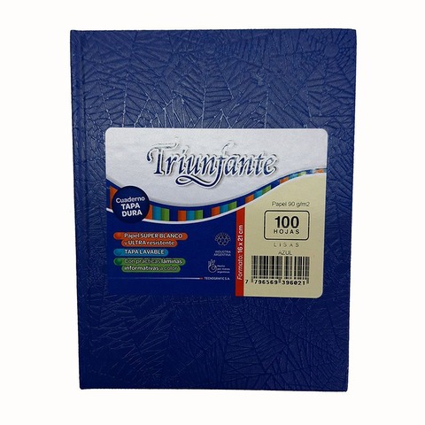 Cuaderno Escolar Triunfante 16x21 Liso Araña T-D x100hj 