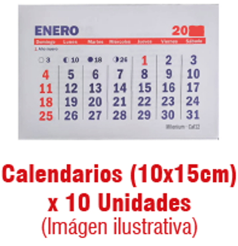 Calendario 2027 (Sin Espiral) 10x15cm x10 (CA12)