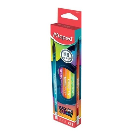  Lápiz Negro Maped Con Goma Black Peps 
