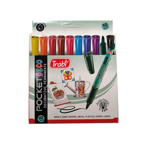 Marcador Trabi Permanente Pocket Deco x10 Surtidos