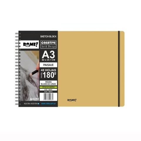Block Rome Sketch 180gr Liso A3 Espiral 