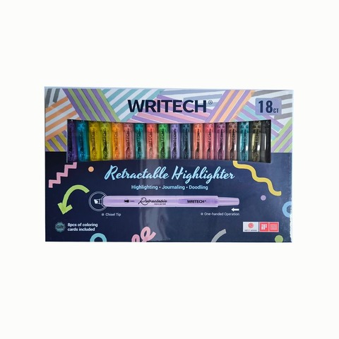 Resaltador Writech Retractil x18 Gift Box