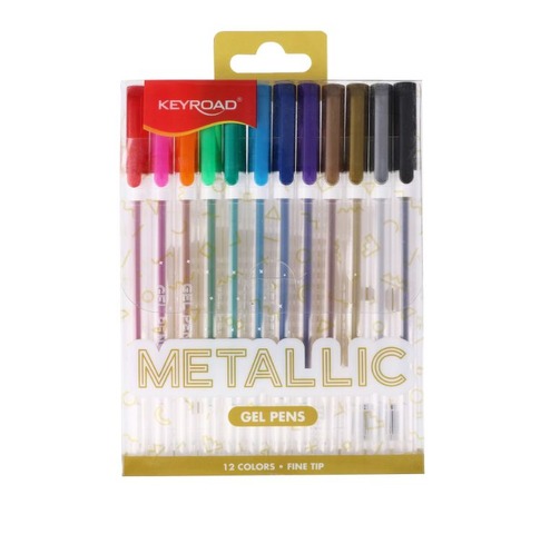 Lapicera Keyroad x12 Roller gel 0.8 Metalizada (74812)
