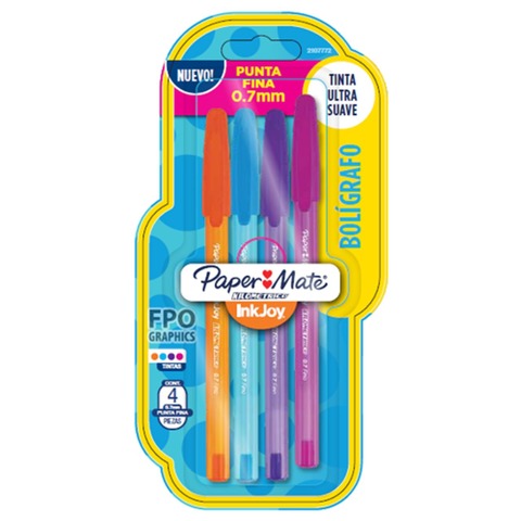 Lapicera Paper Mate KM Punta Fina (0.7mm) x4 (8549)