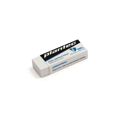 Goma de Borrar Lápiz Plantec Antibacterial Blanca Chica (19411)