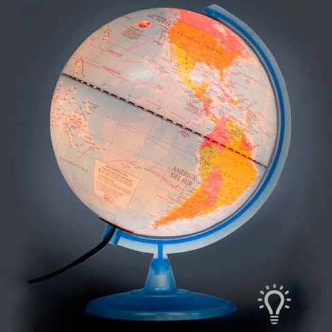 Globo Terráqueo Base Plast. Político con luz 25cm (257LW)