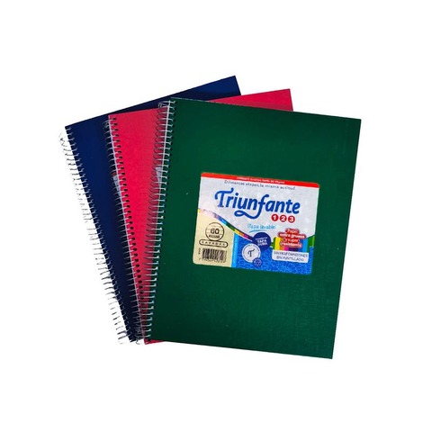 Cuaderno Escolar espiralado Triunfante T/D 1,2,3 - 21x27cm  60Hjs - Rayados