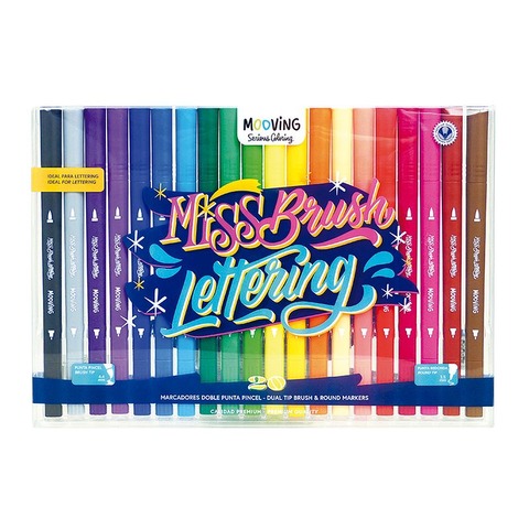 Mooving Coloring Marcador Pincel Doble Punta x20 Lettering