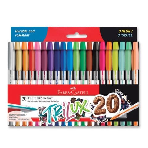 Lapicera Faber Castell Trilux Set x20