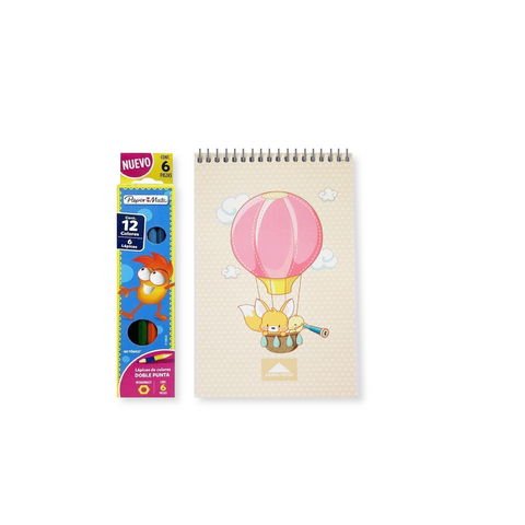 Promo Block Liso + Lápiz Bicolor x6 (12 Colores) Paper Mate 