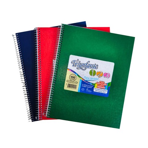 Cuaderno Escolar espiralado Triunfante T/D 1,2,3 - 21x27cm  100Hjs - Cuadro