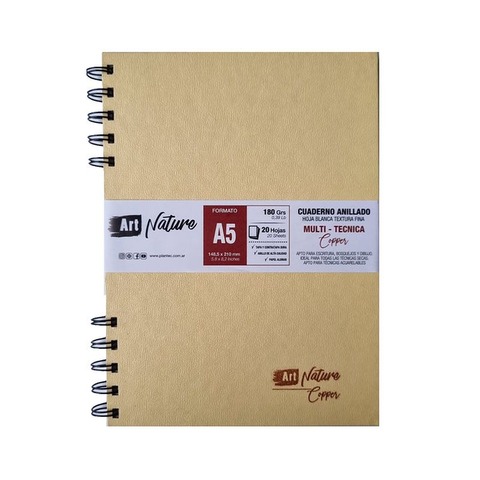 Block Art Nature A5 (180gr) Copper (20h) T/D. Anillado. Text. Fina (88502)