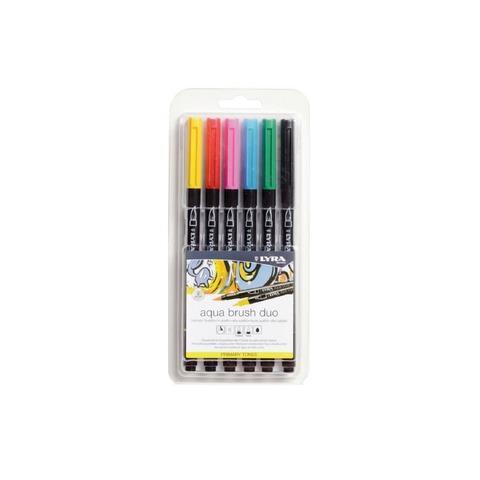 Marcador Lyra Aqua Brush Duo Blister x6 Tonos Primarios