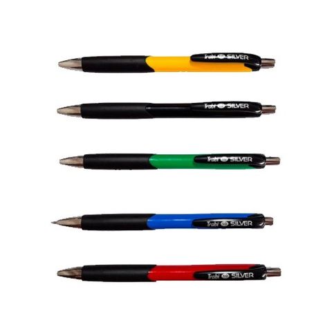 Lapicera Trabi Silver x1 Retráctil Cuerpo Color - Tinta Azul