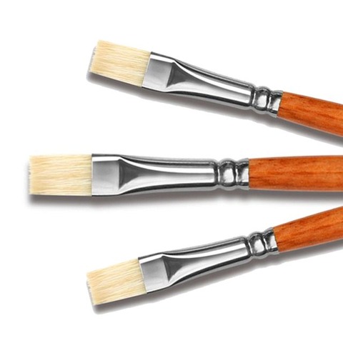  Pincel Plantec Cerda Blanca Plano Mango Corto (8782-8799)