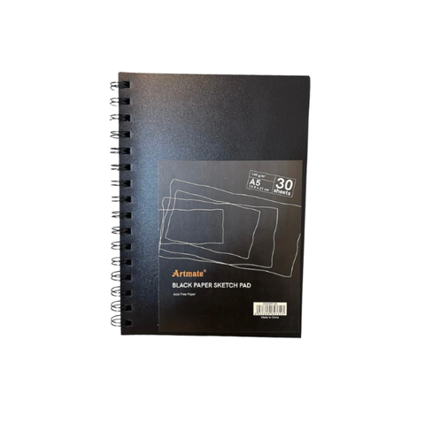 Block Artmate Hojas Negras (140gr) (14.85x21cm) HSSKPP-A5 Black Pad - Espiral