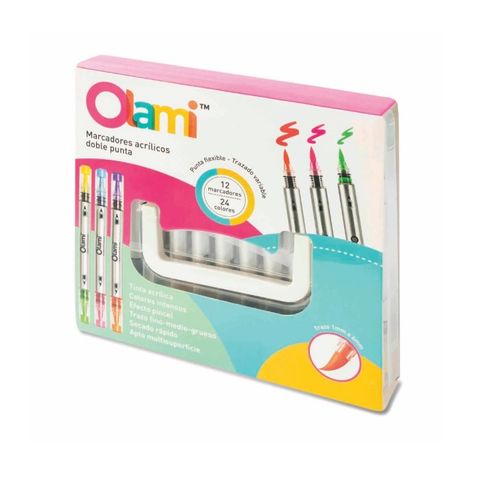 Marcador Olami Acrilico x12 Doble punta (MACDP12)