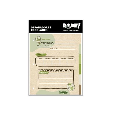 Separadores Nº3 Cartulina Rome Eco Friendly Green (75001/1) x6